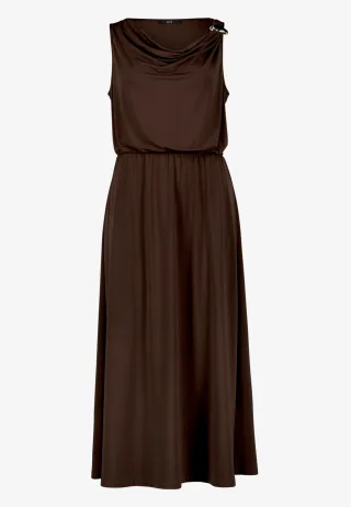 zero - Midikleid tailliert mit Wasserfallausschnitt chocolate plum - Gr. - 38