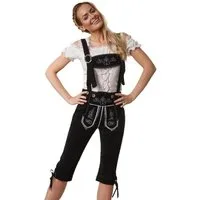 dressforfun Trachtenhose Kniebund-Oktoberfest-Hose in klassischer Trachtenform mit (Damenhose, für Volksfeste in Schwarz) hoher Tragekomfort, Gürtelschlaufen und abnehmbare Hosenträger