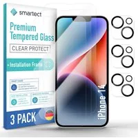 smartect Displayschutzglas Schutzglas Panzerfolie Klar für iPhone 14, Set, 3 Stück, (Display + Kamera) Schutzfolie inkl. Anbringhilfe