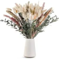 Trockenblume 100% Natürliche Trockenblumen,Pampasgras Trockenblumen Deko 85 Stück Pampasgras Getrocknet, Flauschige Eukalyptus Pampasgras Getrocknete Blume, wohnTRAUM24, Höhe 45 cm, Trockenblumenstrauß für Hochzeit Boho Deko Wohnzimmer Tischdeko