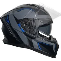 RALLOX Helmets Motorradhelm Integralhelm 69-B Motorradhelm Helm blau grau matt S M L XL, integrierte Sonnenblende
