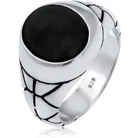 Kuzzoi Siegelring Herren Siegelring Oval Emaille 925er Silber