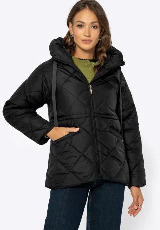 Wittchen Damen-Kapuzenjacke mit Kordelzug, schwarz, Polyester