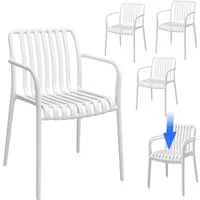 STEELSØN Gartenstuhl Pincoya, Balkonstuhl wetterfest und UV-beständig, bis 120 kg (weiß, 4er Set), stapelbarer Balkonstuhl Kunststoff, verfügbar als 2er/4er/6er Set