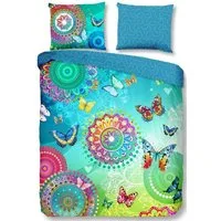 wohnTRAUM24 Bettwäsche Bettwäsche absolut gute Laune Farben hautfreundliche Baumwoll-Qalität, Baumwolle, Mandalas Schmetterlinge bunte gute Laune-Farben Wendebettwäsche