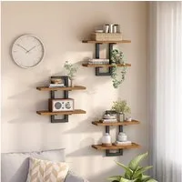 BlingBin Wandregal 2-stufige Schweberegal, Holz Wandboard, Hängende Badezimmerregale, 38*13,5*40cm, Jede Schicht kann bis zu 18 kg tragen 3-tlg., Schwebendes Regal Dekor für Küche, Bad, Wohnzimmer, Schlafzimmer