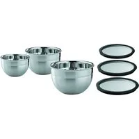 RÖSLE Schüssel Schüssel-Set mit Frischhaltedeckel aus Glas, Edelstahl / Glas / Silikon, (Schüsseln & Schalen)