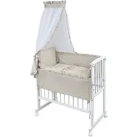Baby-Delux Beistellbett Babybett Royal Beige Rüsche, Stillbett 90x40 weiß höhenverstellbar, Matratze inkl. komplett Set