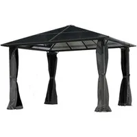 BRAST Pavillon Summerdream Aluminium 3x3m inkl. Moskitonetz, TÜV wasserdicht UV-Schutz festes Dach