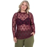 MIAMODA Longshirt Mesh-Shirt Slim Fit Mesh-Spitze Langarm