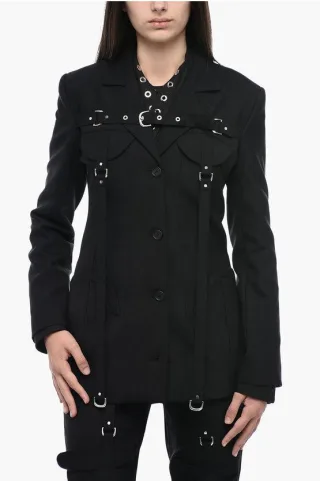 Cargo-Blazer mit Schnalle in Schwarz