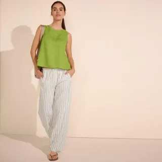 Weite Schlupfhose aus Leinenmix für Damen, Damen, size: regular, Elfenbein, Leinen/Viskose, by Lands' End