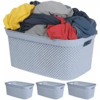 Koopman Wäschekorb Wäschewanne Kunststoff 4 Farben 4er Set (Set, 4 St., Packung), Hellblau, 2 Tragegriffe, 35 Liter, Kunststoff, Stabil