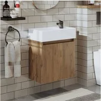 Roomart Badmöbel-Set MINI 50 hängend, 25 cm tief, Soft-Close, Keramikbecken in 5 Farben, (Komplett-Set für Badezimmer, Gäste WC, Unterschrank mit Waschbecken, Seitenschrank, Spiegelschrank), Soft-Close, Wandmontage, Keramikbecken inkl., 5 Farben, 25 