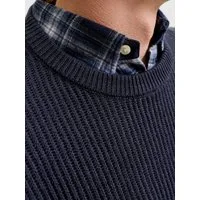 Jack & Jones PlusSize Rundhalspullover JJPANNEL KNIT CREW NECK AW26 PLS Materialmix, normal geschnitten