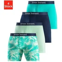 Bruno Banani Langer Boxer (Packung, 4-St., 4er-Pack) Langes Bein, Palmendruck und unifarben aus Baumwollmischung