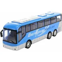 Toi-Toys Modellbus REISEBUS mit Friktionsantrieb 32cm Blau Linienbus Omnibus Bus 72, Spielzeugbus Modell Kinder Spielzeug Geschenk