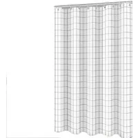 Fanci Home Duschvorhang Kariert Polyester Anti-Schimmel Textil wasserdicht (Schimmelresistent Wasserabweisend), Anti-Bakteriell Waschbar inklusive Ringe Duschvorhanghaken