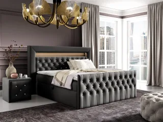 Boxspringbett Schlafzimmerbett SEVRA Nr.1 180x200cm in Elisa Velvet Anthrazit