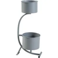 en.casa Blumenständer, »Almelo« mit Pflanztenöpfen 63x29x21cm Metall Grau
