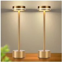 ZMH Tischleuchte 2ER-Set Gold/Schwarz/Weiß USB LED Akku Touchdimmer Nachttischlampe, Touch-Steuerung, LED fest integriert, Warmweiß-Neutralweiß-Kaltweiß, Mehrere Helligkeitsstufen