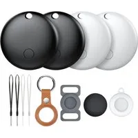 ibettertec Air Tag -4 Pack,Bluetooth-Tracker Kinder kompatibel mit Apple Wo ist?  Bluetooth-Tracker (Nur für iOS,Austauschbare Batterie,Wasserabweisend,Tracker für Katze)
