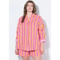 Studio Untold Hemdbluse Musselin Bluse oversized Neon Stripes Langarm
