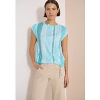 CECIL Kurzarmshirt Sommershirt in Ausbrenner-Optik/Streifen-Muster