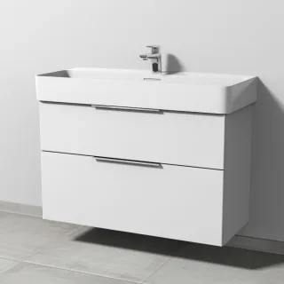 Sanipa 3way Waschtischunterbau zu Laufen VAL Waschtisch mit 2 Auszügen, Weiß-Soft UM82443