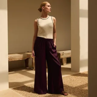 Fließende Palazzohose, Damen,  Rot, Polyester, by Lands' End