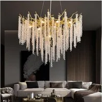 RRBEST Kronleuchter Modern Kronleuchter Kristall Leuchte, Luxus Kristall Pendelleuchte, Dimmbar Kristall Hängeleuchte, für Esszimmer, Wohnzimmer, Schlafzimmer