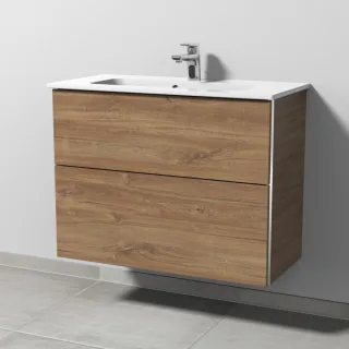 Sanipa 3way Waschtischunterbau zu Duravit ME by Starck Waschtisch mit 2 Auszügen, Eiche-Kansas BR72359