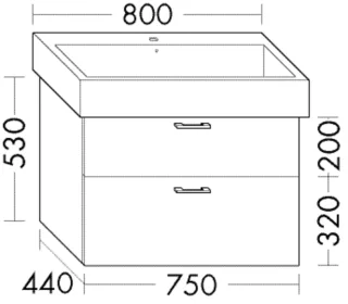 Burgbad Waschtischunterschrank zu Keramik System 30 Preisgruppe 3 Diago 530x750x440 Schwarz Solid WUUD075F6560