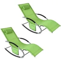 SoBuy Gartenliege OGS28x2, Schaukelstuhl Schaukelliege Strandliege Gartenmöbel, 2 st, Sonnenliege 2 Personen Liegestuhl Gartenliege wetterfest,Outdoor