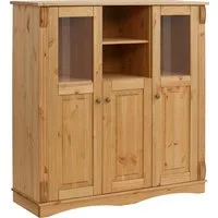 OTTO home Highboard Teresa (Maße (B/T/H): 119/40/120 cm), Vitrine, Türen mit Glaseinsätzen, aus massiver Kiefer, FSC®