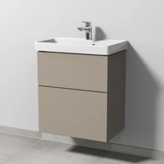 Sanipa 3way Waschtischunterbau zu Villeroy & Boch Avento Waschtisch mit 2 Auszügen, Sandgrau-Matt SF62067