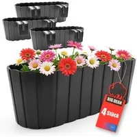 BigDean Blumenkasten 4 Stück Blumenkasten Balkongeländer Balkon (Set, 4 St., Balkonkasten), Balkongeländer aufhängung integriert, Vorgeprägte ablauflöcher