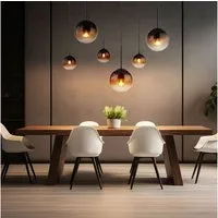 GLOBO LIGHTING Hängeleuchte, Leuchtmittel nicht inklusive, Pendellampe Wohnzimmerleuchte Glas rauchfarben 6 Flammig H 117cm