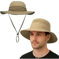 Mutig Sonnenhut UPF 50 Sonnenhüte mit breiter Krempe, Sommer-Mesh,UV-Schutz,Safari-Hut (Sonnenhut Herren Damen Gartenhut zum Angeln, Wandern, Boonie-Hüte, Krempe, Outdoor, Breiter, mit Kinnriemen, atmungsaktiv, wasserdicht) für Outdoor-Abenteuer, Wan