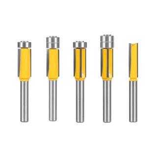 1pcs Spiral Trimming Bit 6mm Shank YG8 Alloy 45# Steel Body Single/Double Bearing Double/Triple Carbide For Solid Wood M