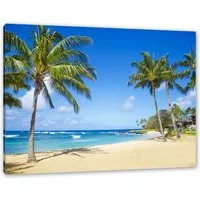 Pixxprint Leinwandbild Wunderschöner Strand mit Palmen, Wunderschöner Strand mit Palmen (1 St), Leinwandbild fertig bespannt, inkl. Zackenaufhänger