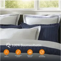 Pure cottom Bettwäsche Baumwoll-Satin Bettwäsche dunkelblau/weiß, Baumwoll-Satin, verschiedene Größen