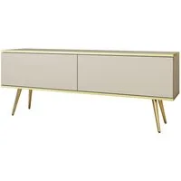 MOEBLO TV-Board DAYN NEW (Lowboard Fernsehtisch TV Bank TV Tisch Fernseher Tisch TV Möbel, goldene/schwarze Metallbeine), 135/175x30x32
