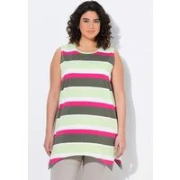 Ulla Popken T-Shirt Longtop Ringel A-Linie Rundhals ärmellos