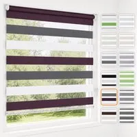 Doppelrollo Ohne Bohren, Schwarz-Weiß/Weiß-Anthrazit-Aubergine, OUBO, freihängend, verspannt, Klemmträger,klemmfix, Lichtschutz schnelle und einfache Montage mit beiliegendem
