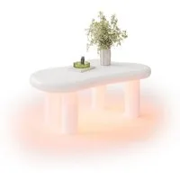 Merax Couchtisch Wolke (98x65,5x40 cm, 1-St), Beistelltisch Scandi Wohnzimmertisch Kaffetisch mit LED und Schublade