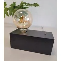 TRANGO LED Tischleuchte, 2020B-4W Tischleuchte *WOODY* Nachttischlampe Holz schwarz im Landhaus Look Retro modern 200x100x80mm mit Schalter inkl. 4 Watt LED Leuchtmittel E27 Gold 2500K, Amber, Schreibtischlampe industriell, Wohnzimmerlampe