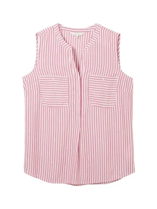 Tom Tailor - Gestreifte ärmellose Bluse orchid white stripe - Gr. - 36