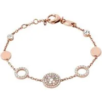 Fossil Armband Schmuck Geschenk Edelstahl Pearl Disc Station, mit Glasstein, mit Perlmutt