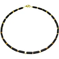 traumschmuck Collier 227a Halskette Collier Schmuck-Edelstein Rechteck Hämatit schwarz (incl. Schmuckbox), handgefertigt, Made in Germany